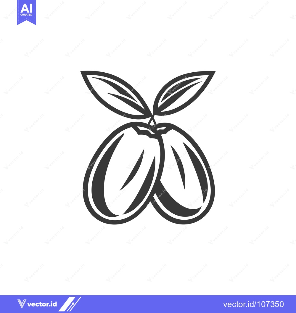 Premium Vector dari Two Black and White Olives with Green Leaves
