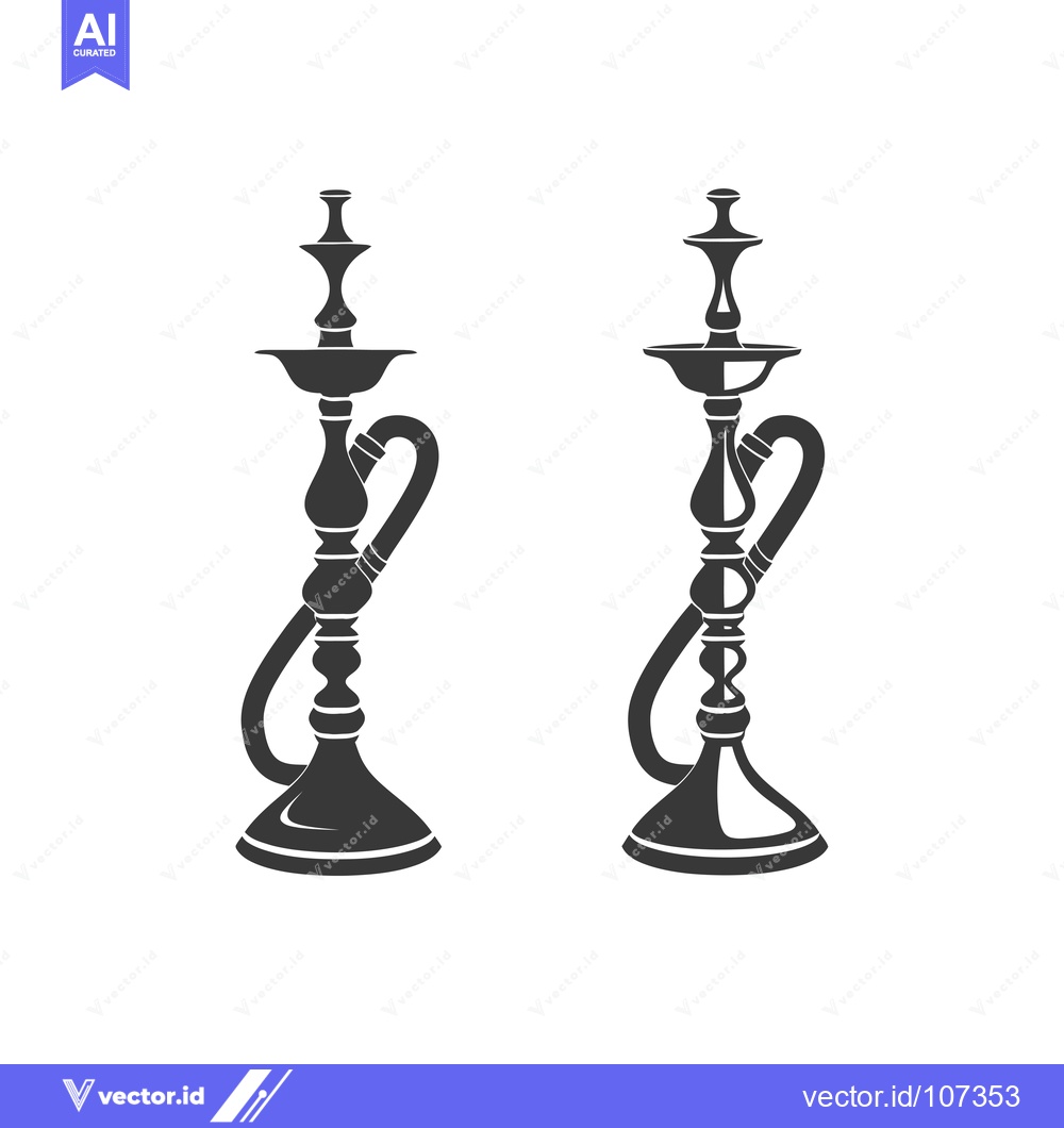 Premium Vector dari Two Black and White Silhouettes of Hookah Pipes