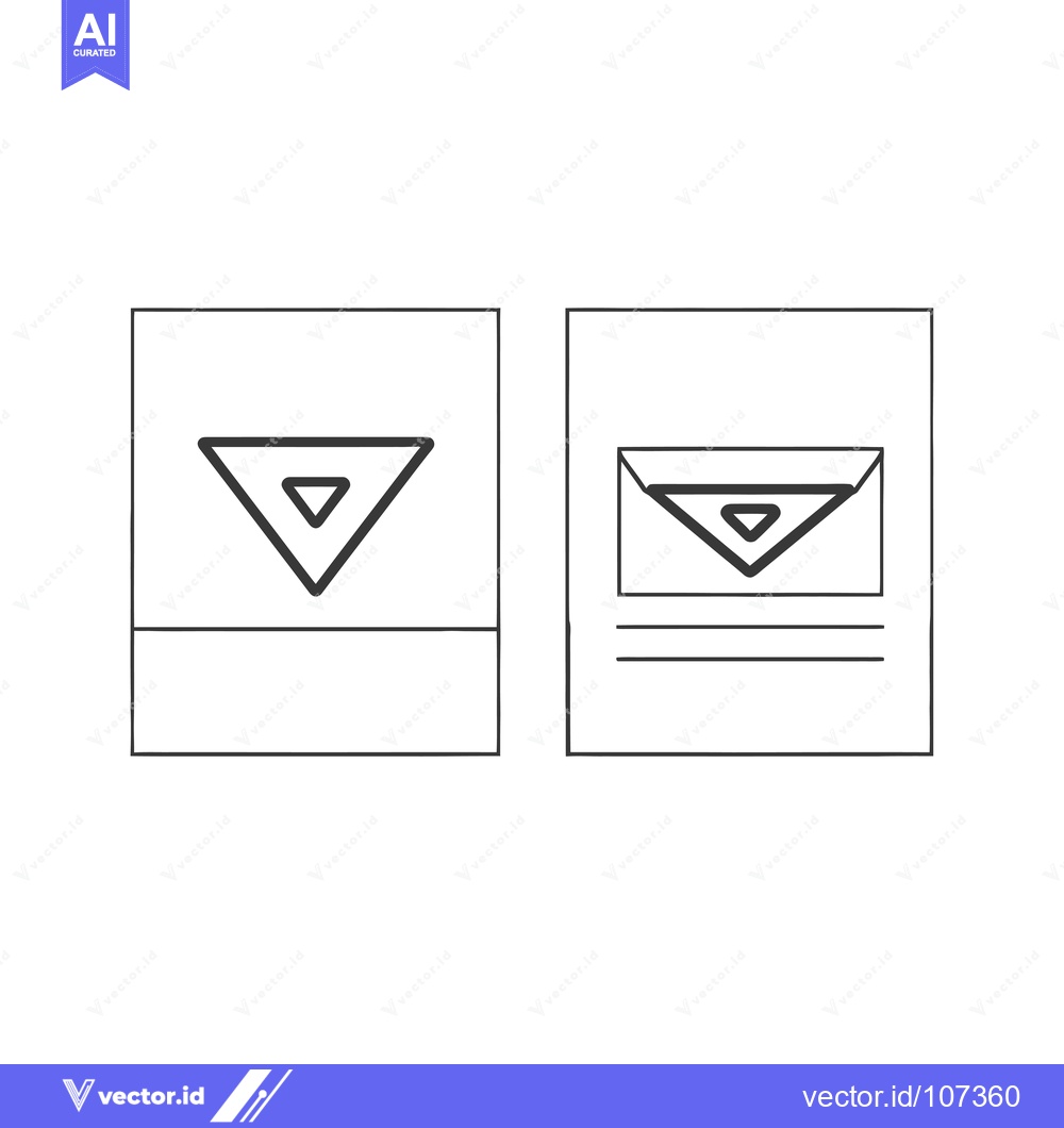 Premium Vector dari Two Black Outline Squares With Triangles Inside