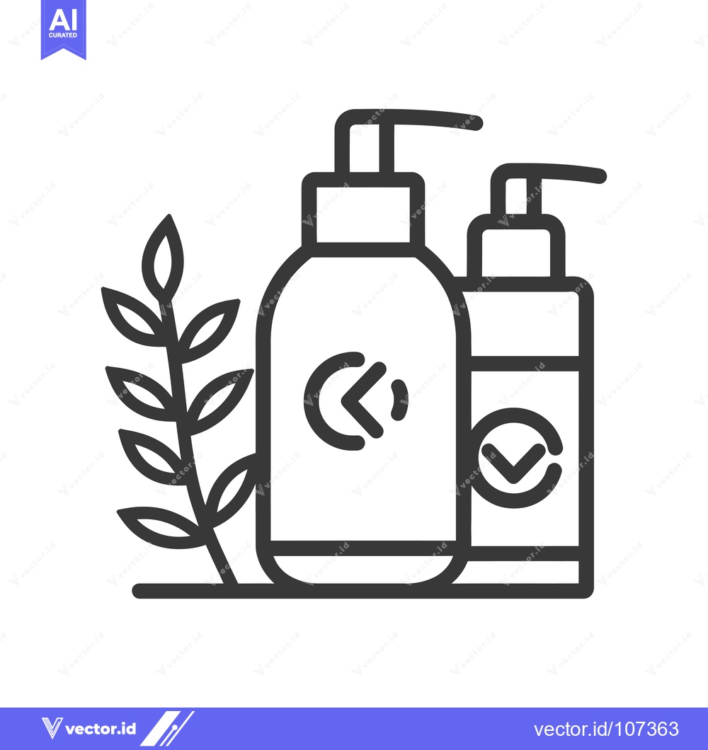 Premium Vector dari Two Bottles of Organic Liquid Soap with Plant Branch