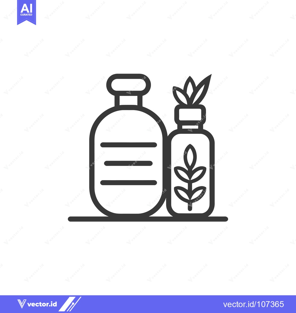Premium Vector of Two Bottles with Plant Icon on White Background