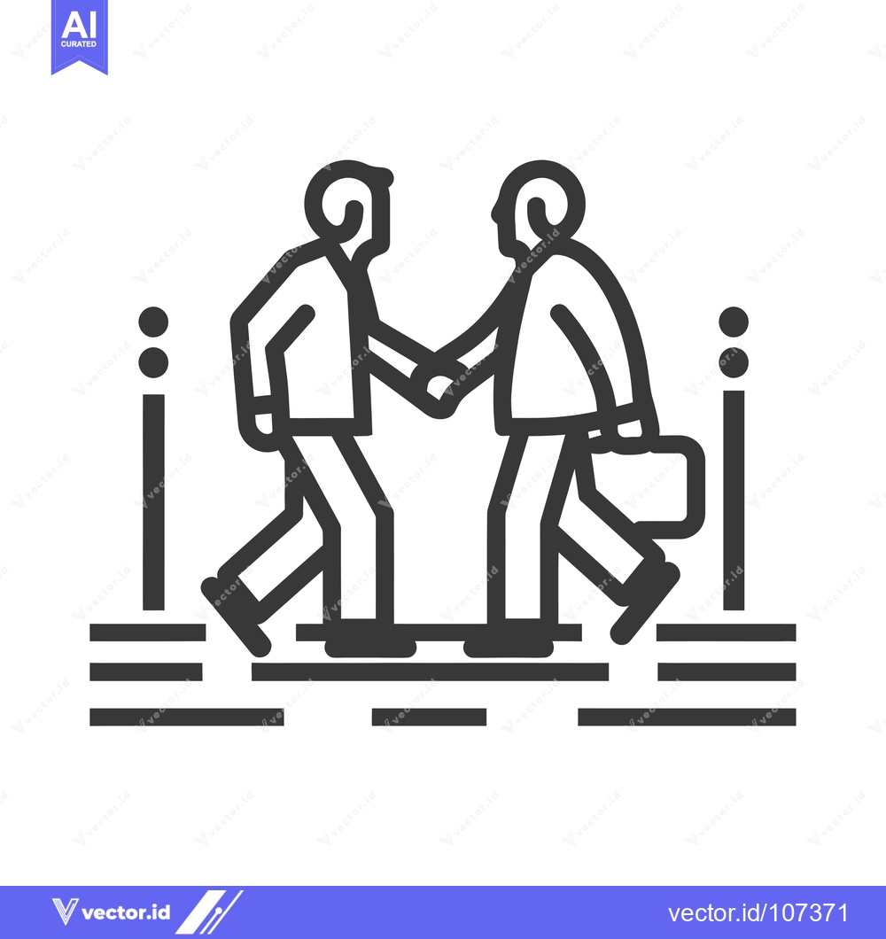 Premium Vector dari Two Businessmen Shaking Hands on a Platform
