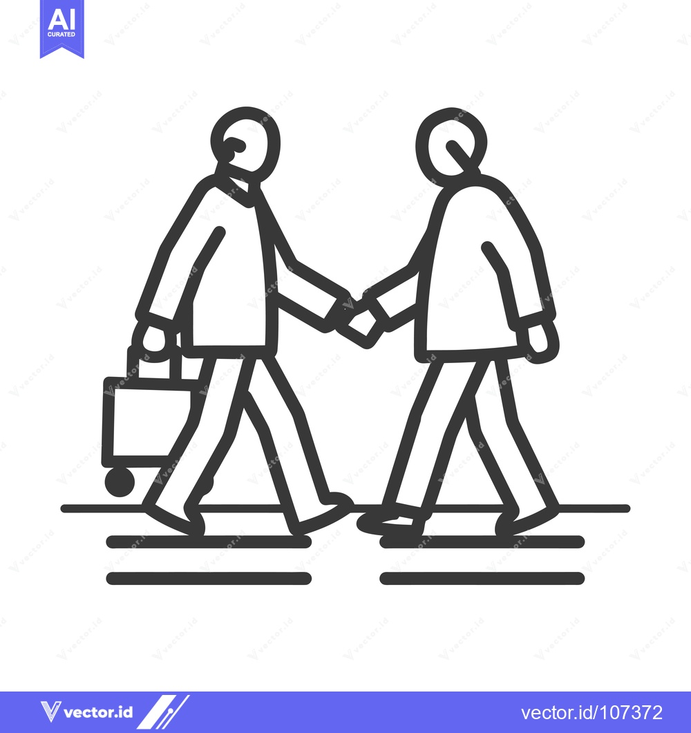 Premium Vector of Two Businessmen Shaking Hands While Walking