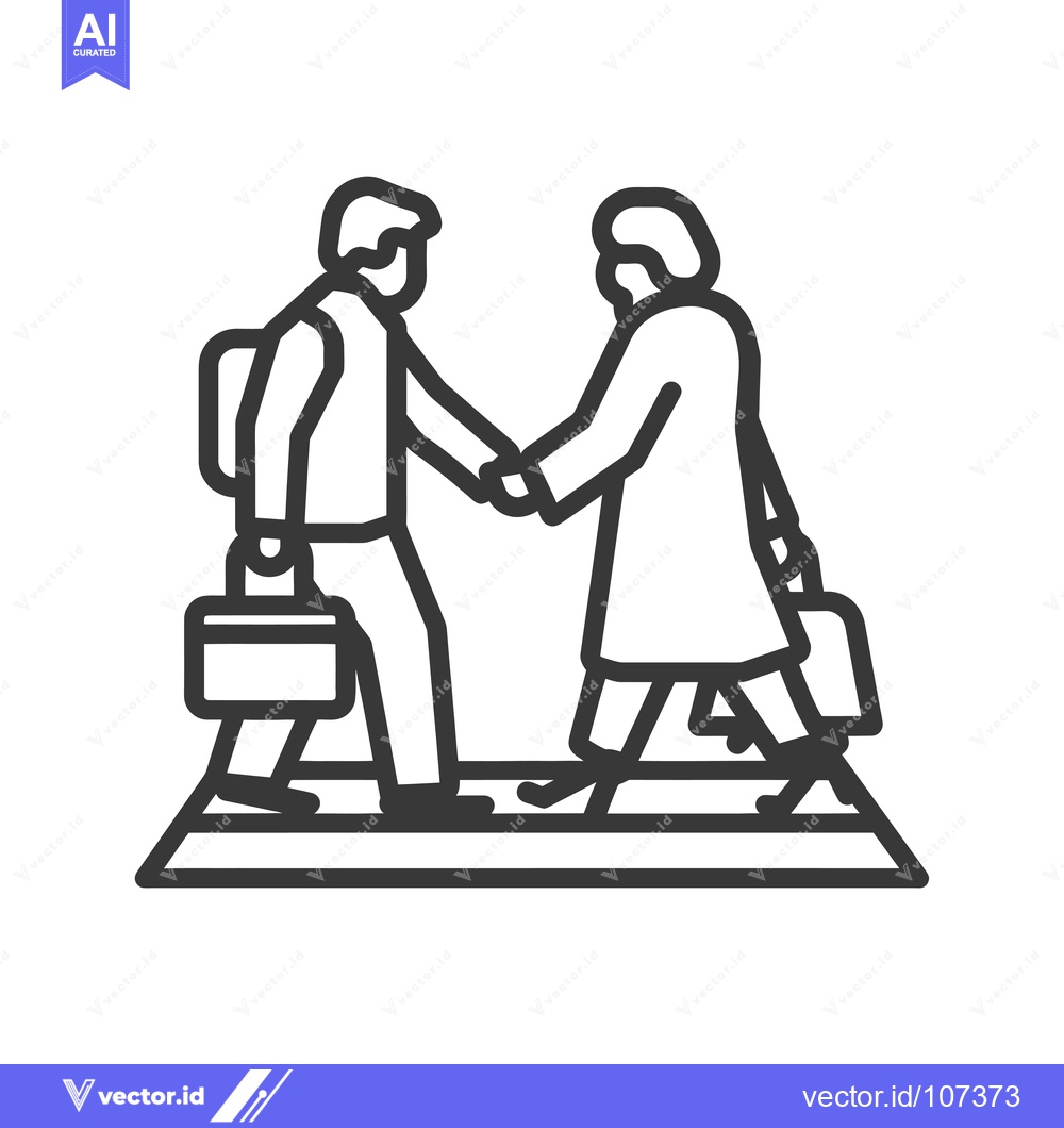 Premium Vector dari Two Businesspeople Shaking Hands While Crossing a Crosswalk