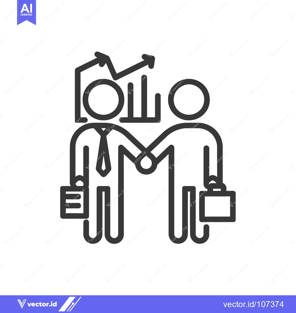 Premium Vector dari Two Businesspeople Shaking Hands with Growth Chart Above