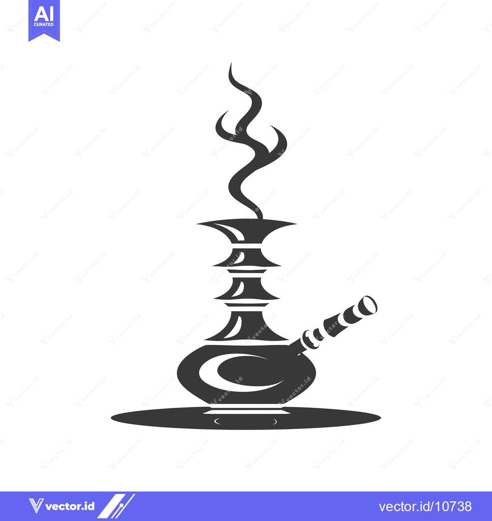 Premium Vector of A black and white silhouette of a hookah with smoke rising from the to
