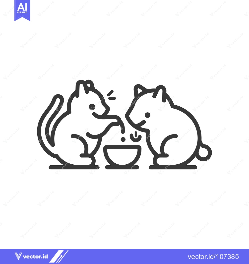Premium Vector dari Two Cartoon Animals Sharing a Bowl