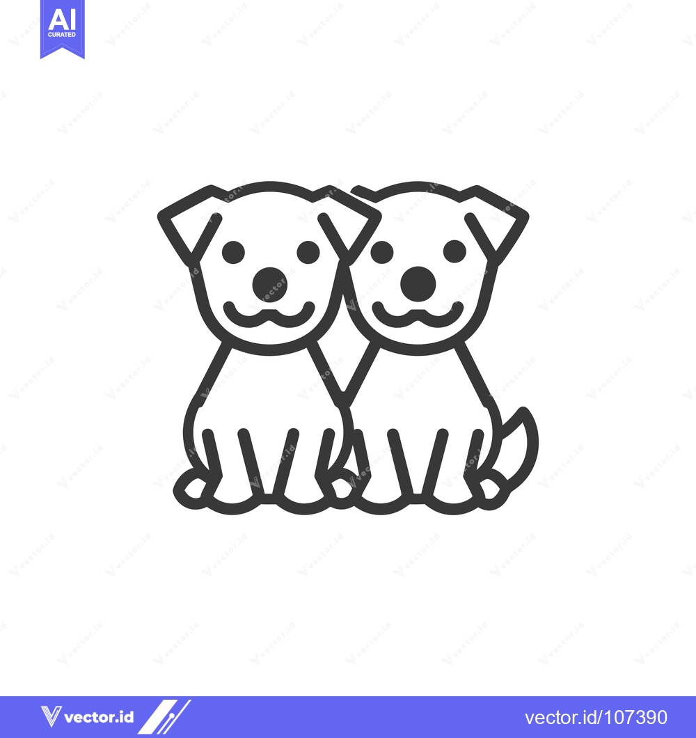 Premium Vector of Two Cartoon Dogs Sitting Side-by-Side