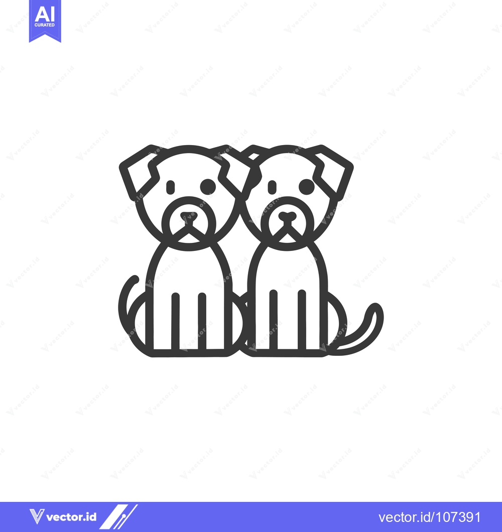 Premium Vector dari Two Cartoon Dogs Sitting Side-by-Side