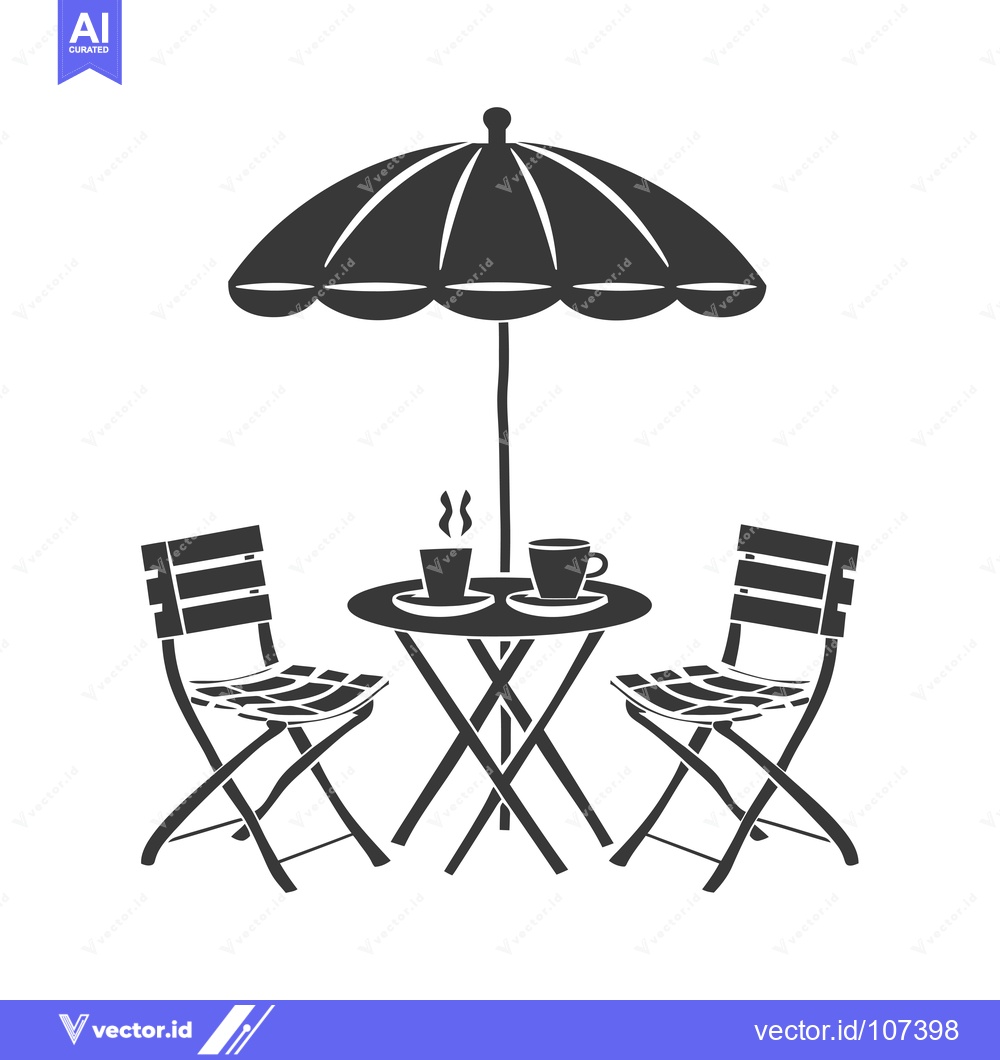 Premium Vector dari Two Chairs, A Table, and an Umbrella for Outdoor Dining