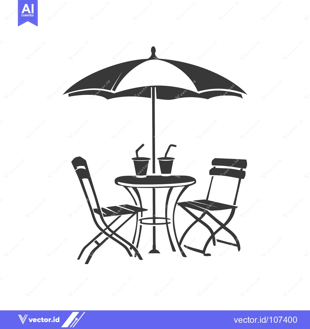 Premium Vector dari Two Chairs, Table, Umbrella, and Drinks