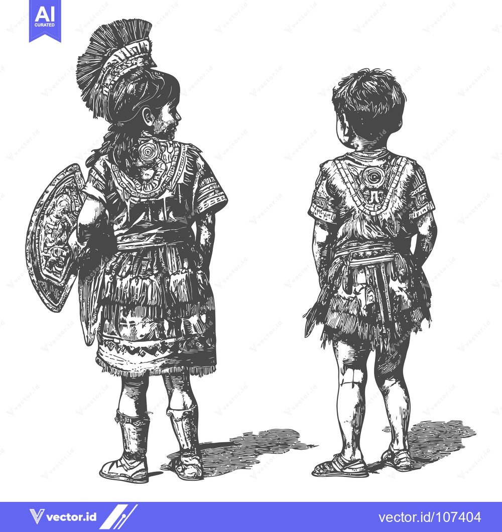Premium Vector dari Two Children Dressed in Ancient Roman Garments