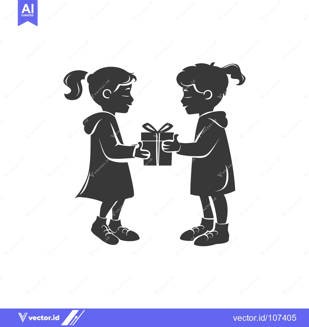 Premium Vector dari Two Children Exchanging a Gift