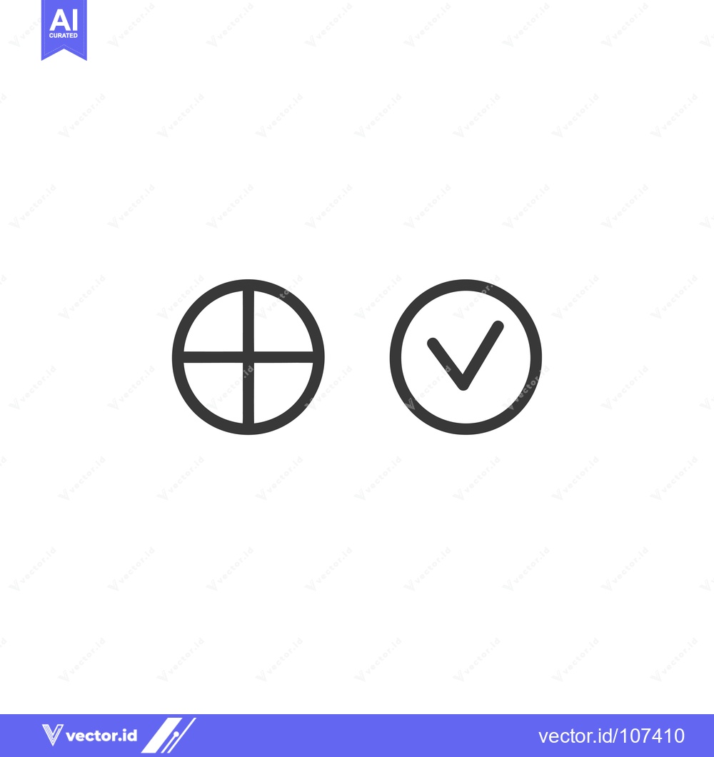 Premium Vector dari Two Circular Icons with a Plus Sign and a Checkmark