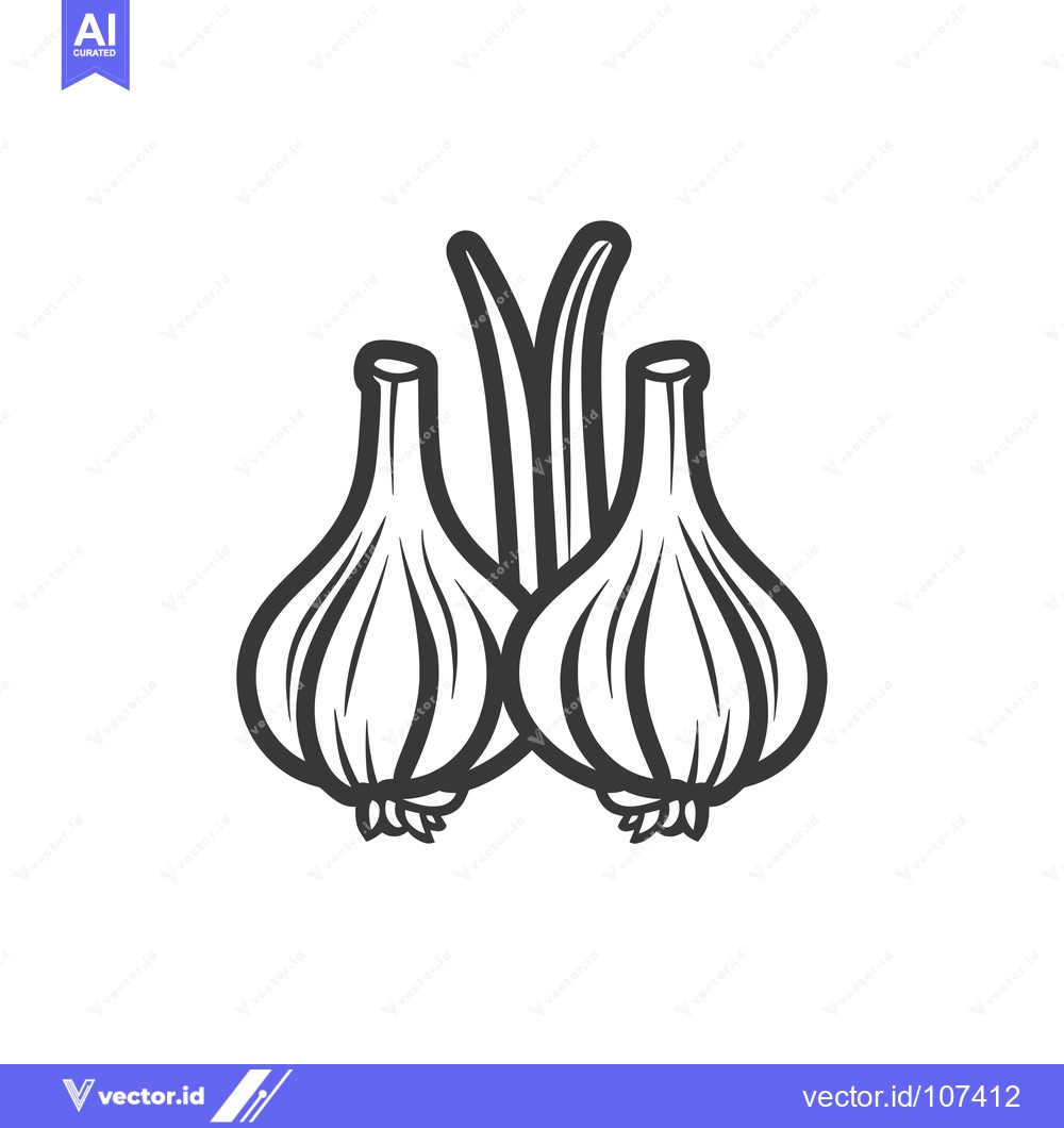 Premium Vector of Two Cloves of Garlic with Stem