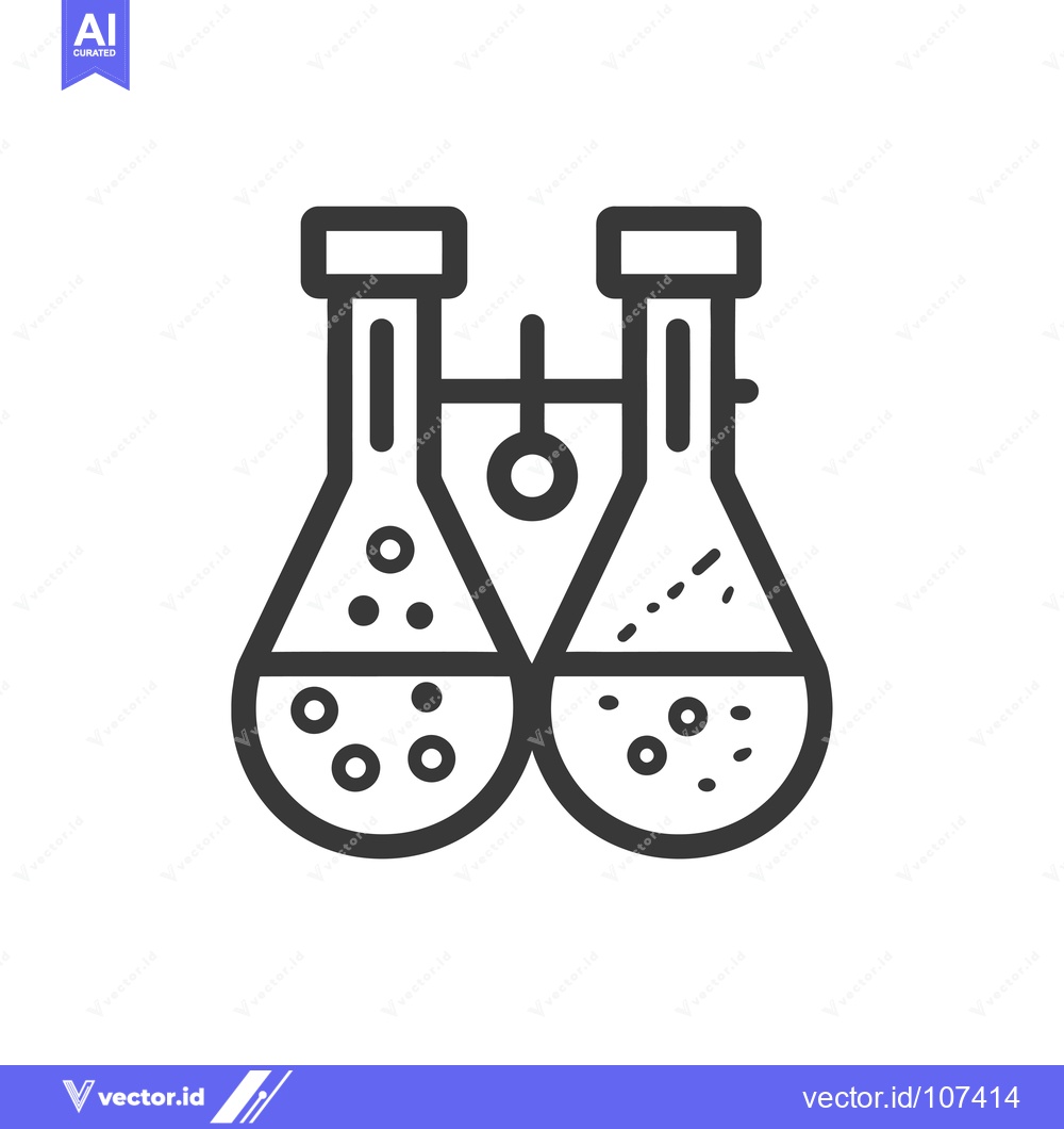 Premium Vector dari Two Conjoined Round-Bottom Flasks with Suspended Droplet