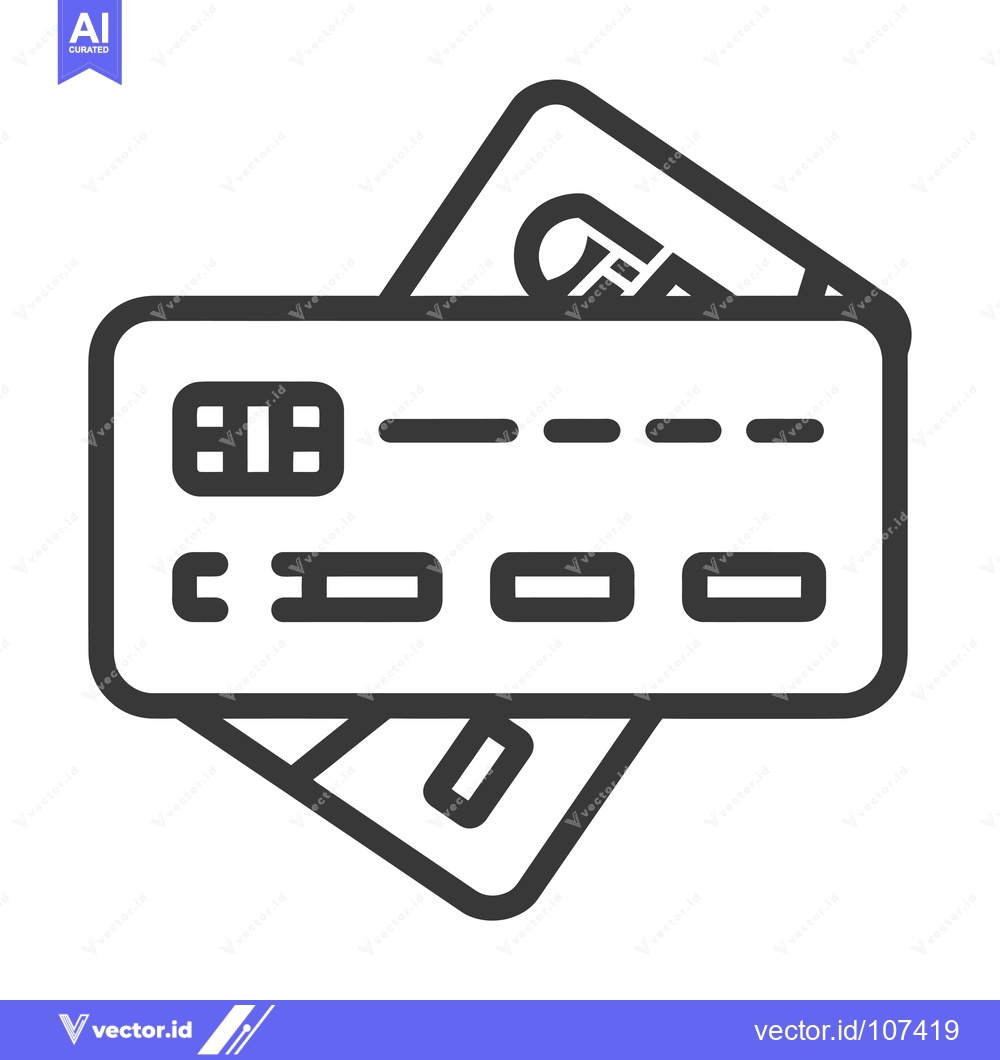 Premium Vector dari Two Credit Cards Stacked Together in a Simple Line Art Design