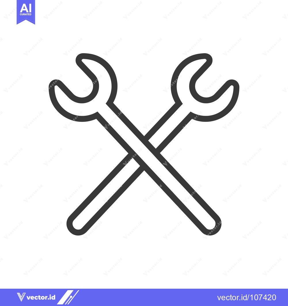 Premium Vector dari Two Crossed Wrenches Line Art Icon