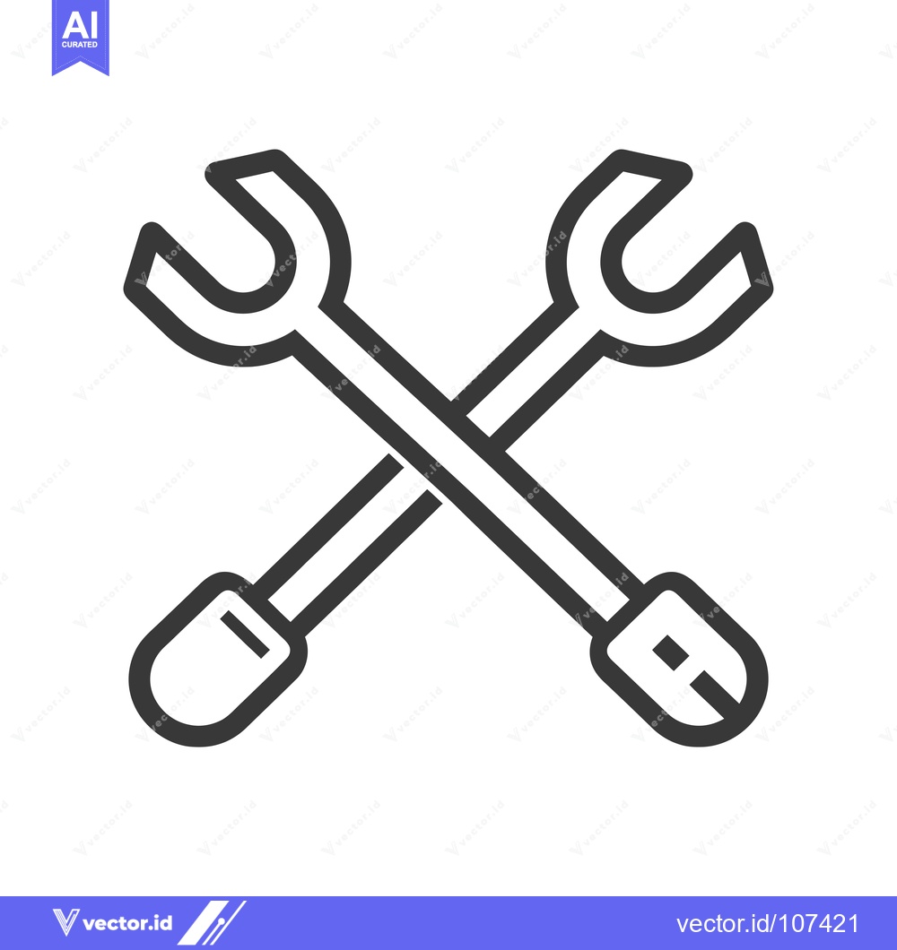 Premium Vector dari Two Crossed Wrenches with Rounded Handles