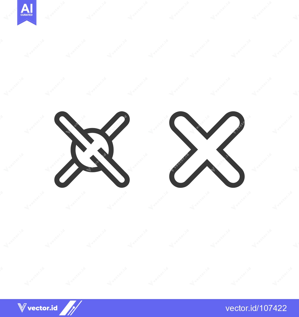 Premium Vector of Two Cross Shapes with Circle Inside One and Thick Lines on Both