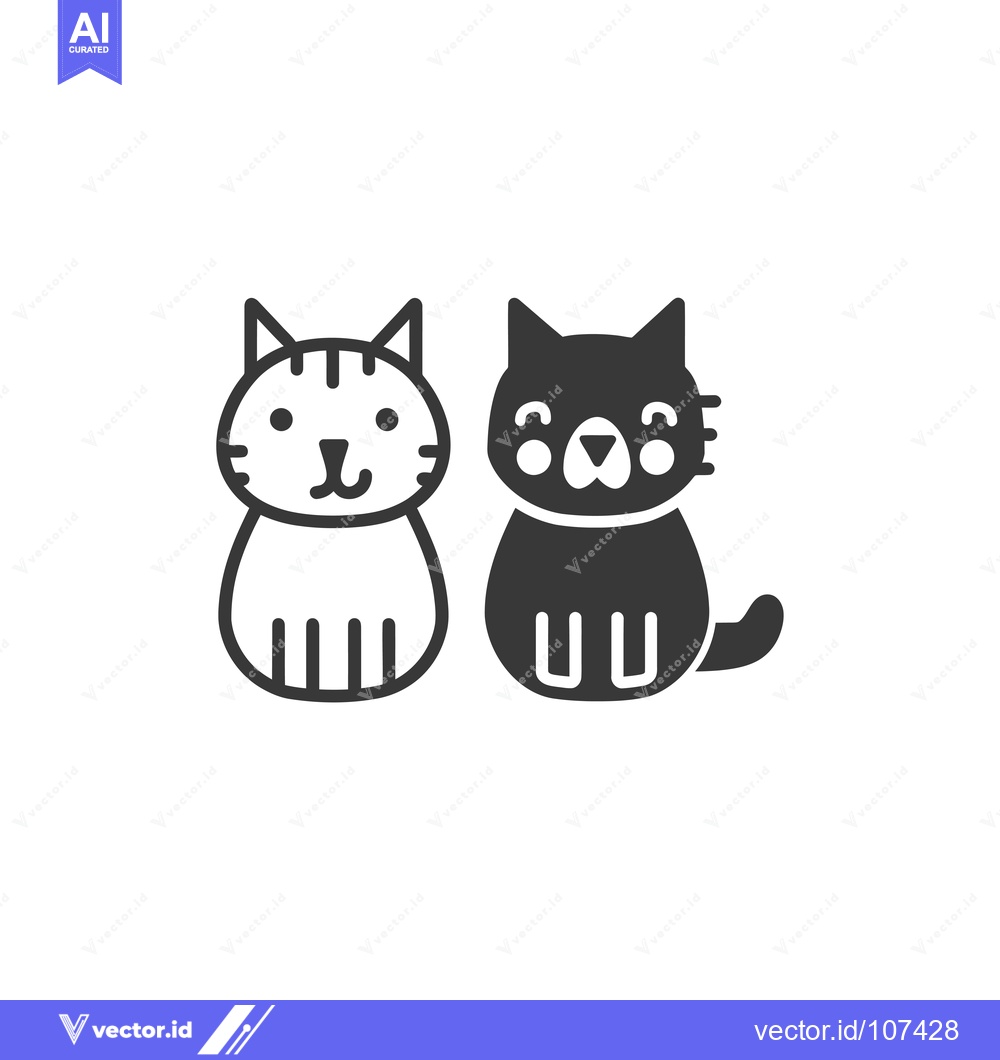 Premium Vector of Two Cute Cartoon Cats in Different Styles