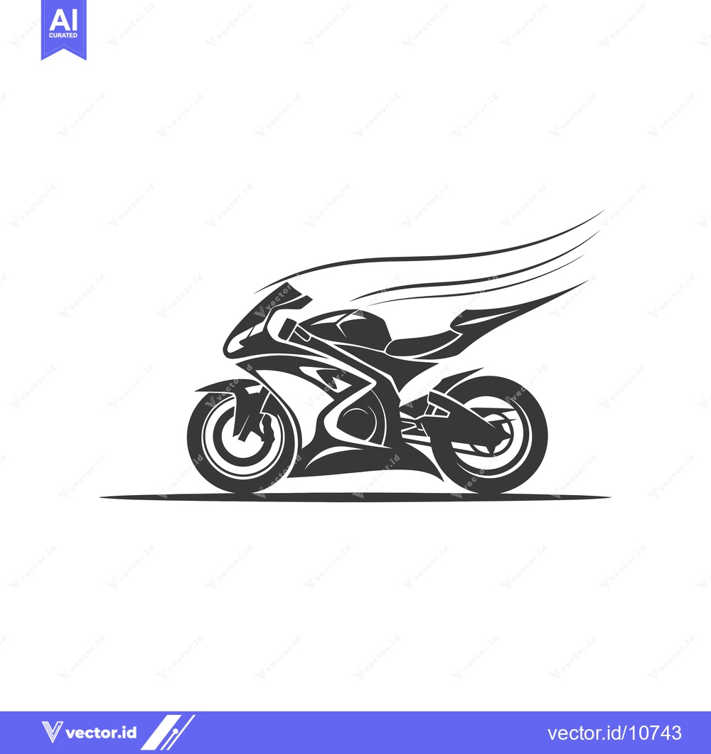 Premium Vector of A black and white silhouette of a motorcycle speeding forward