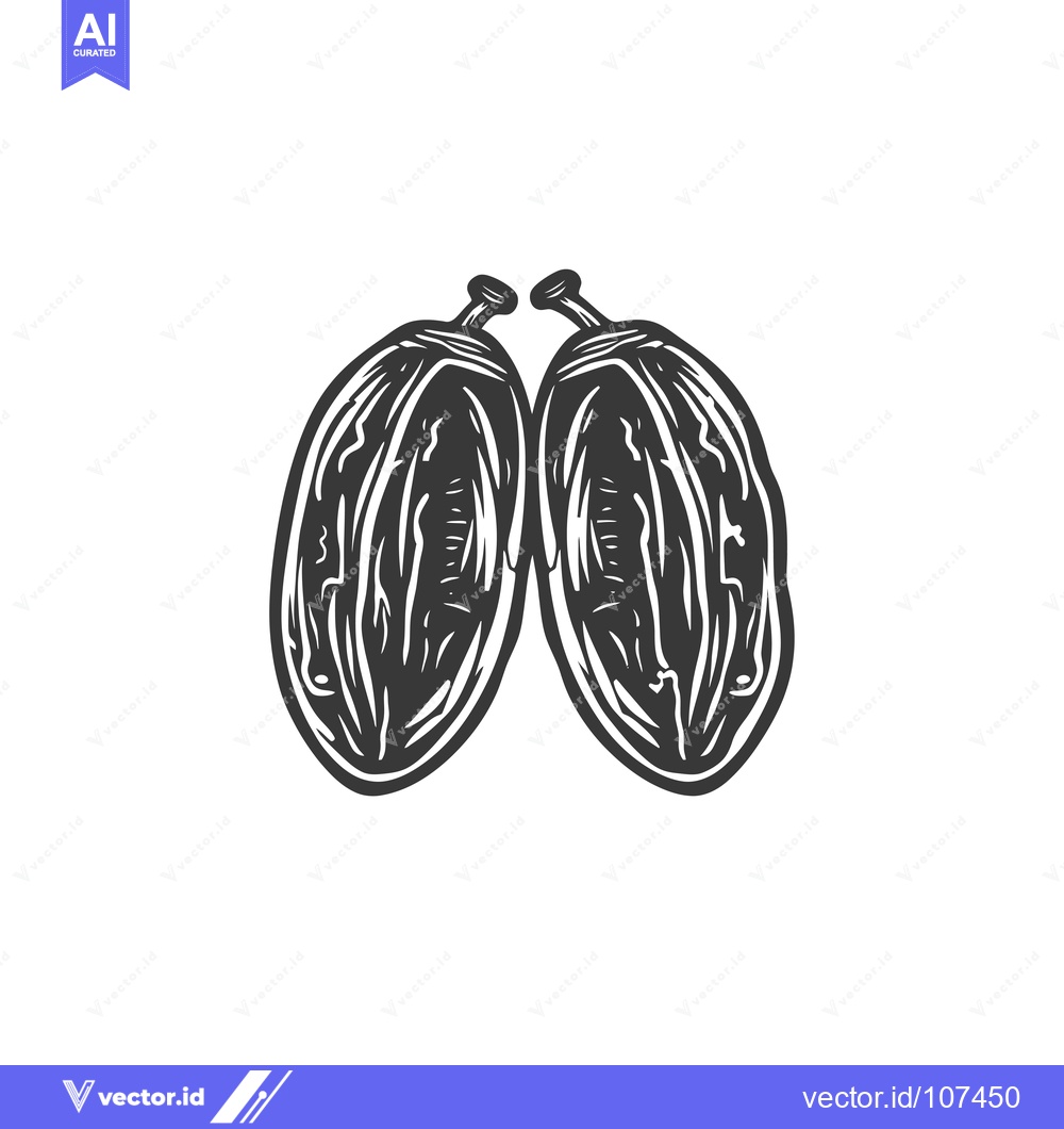Premium Vector dari Two Dried Prunes with Wrinkled Skin