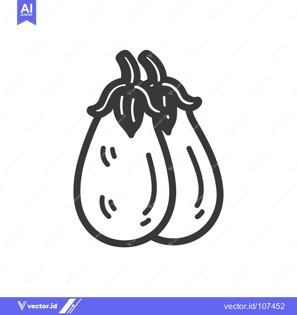 Premium Vector dari Two Eggplant Vegetables with Stems in Line Art