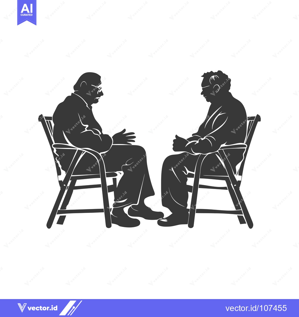 Premium Vector dari Two elderly men in chairs facing each other