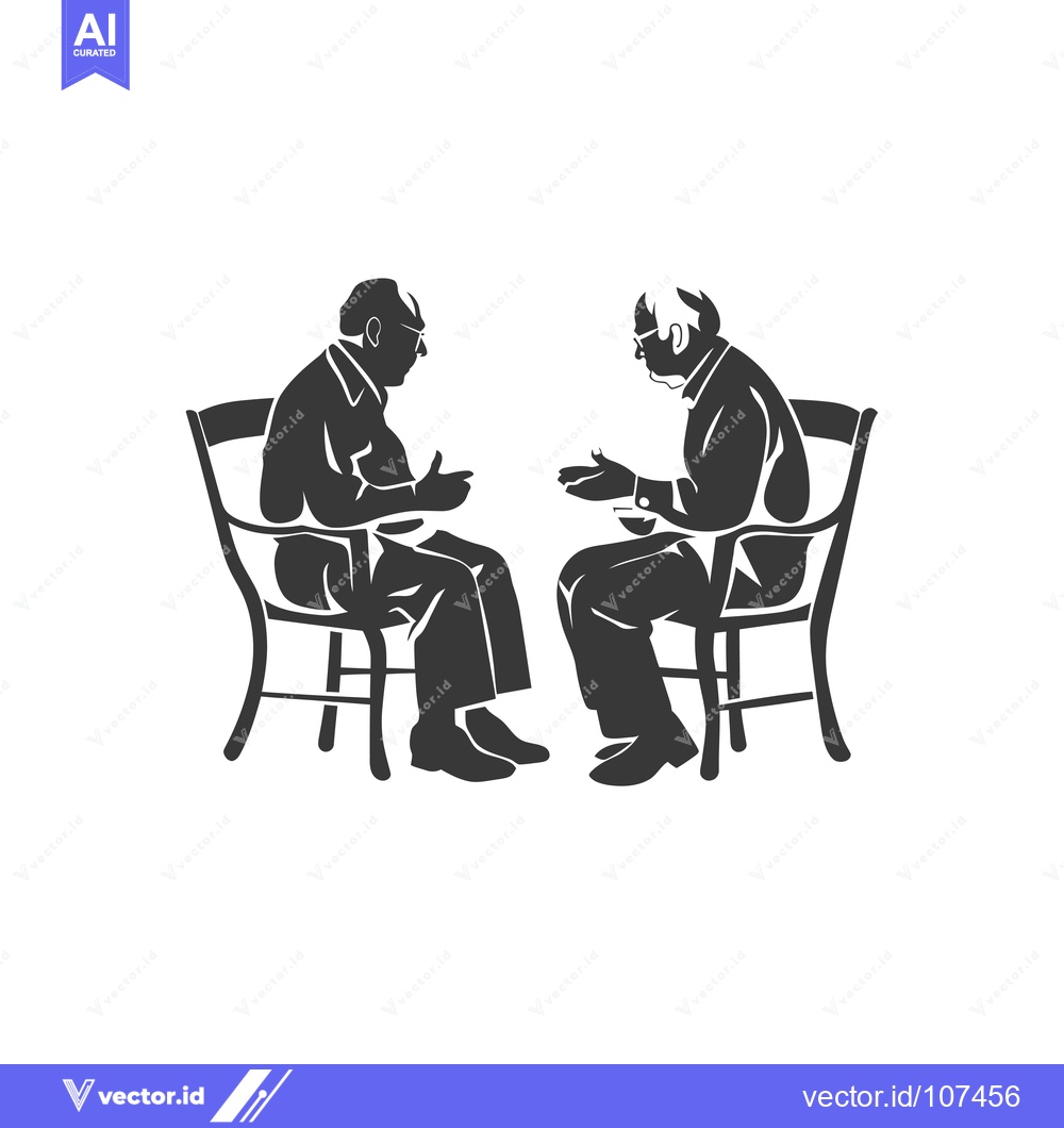 Premium Vector dari Two elderly men in chairs facing each other
