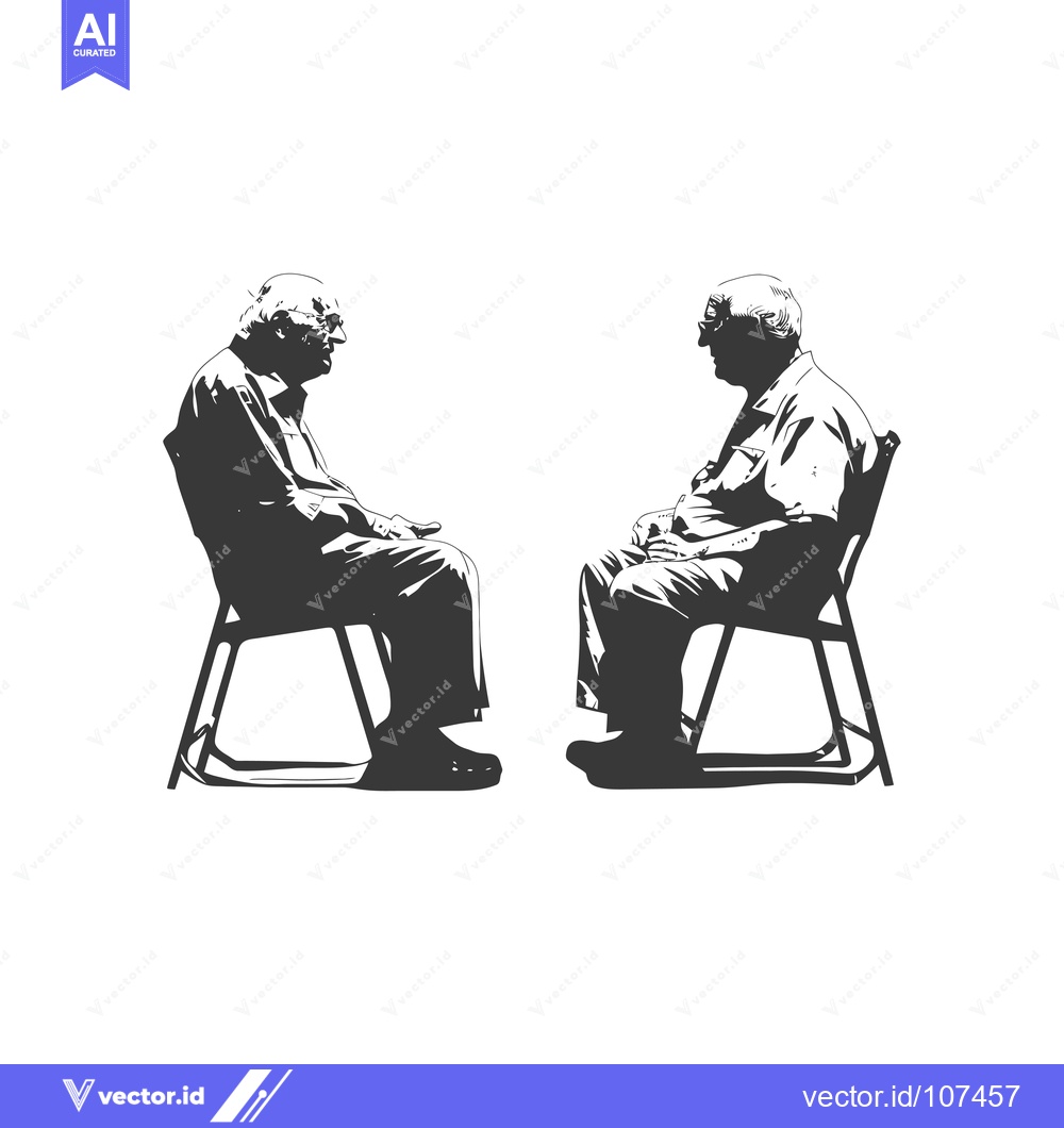 Premium Vector dari Two elderly men in chairs facing each other