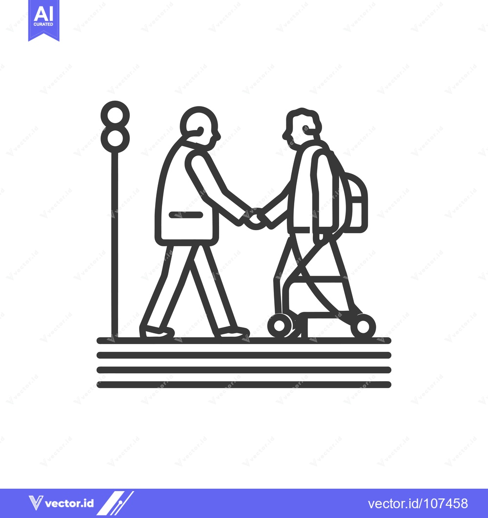 Premium Vector of Two Elderly Men Shaking Hands While One Uses a Walker