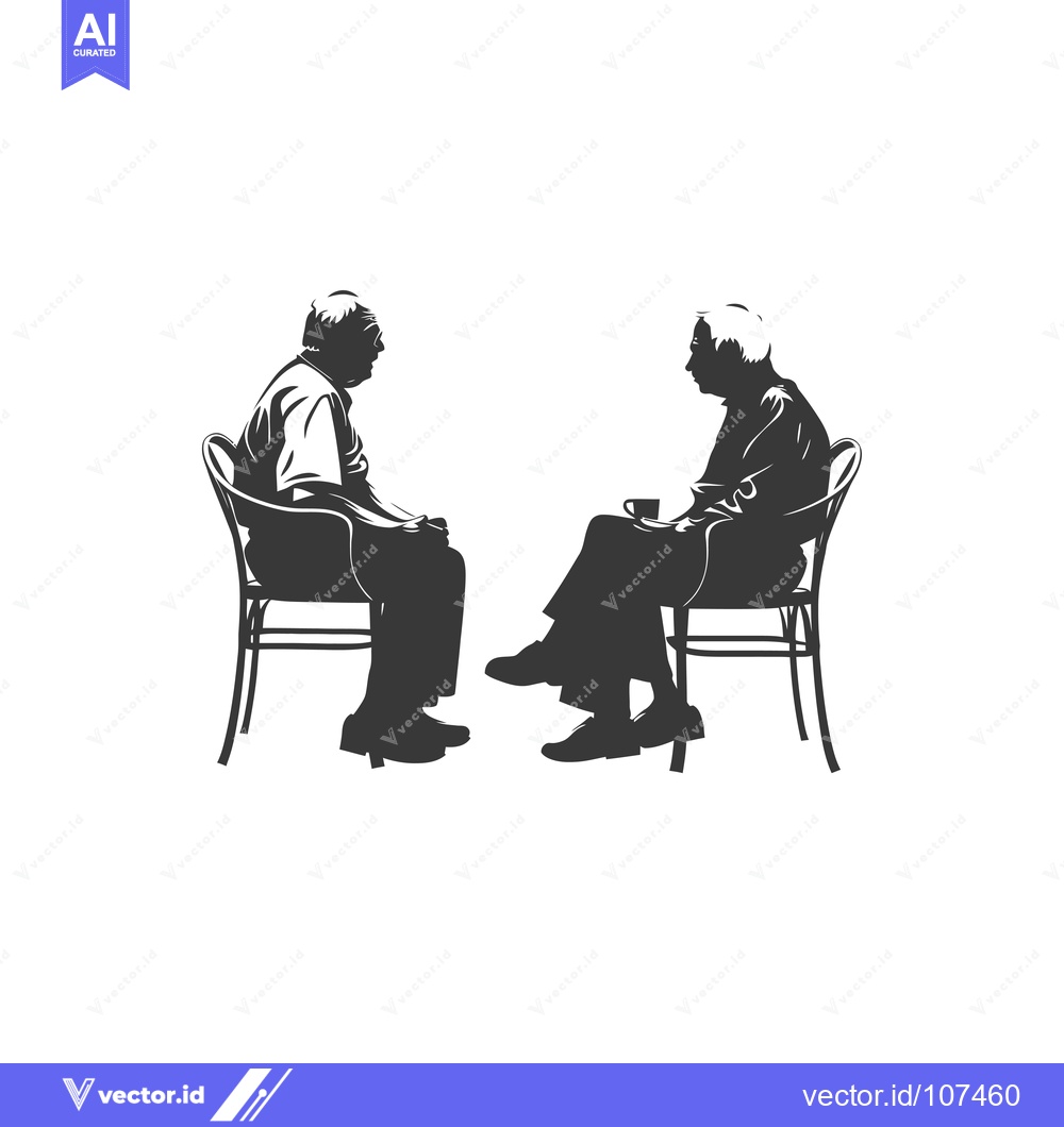 Premium Vector dari Two Elderly Men Sitting in Chairs and Talking