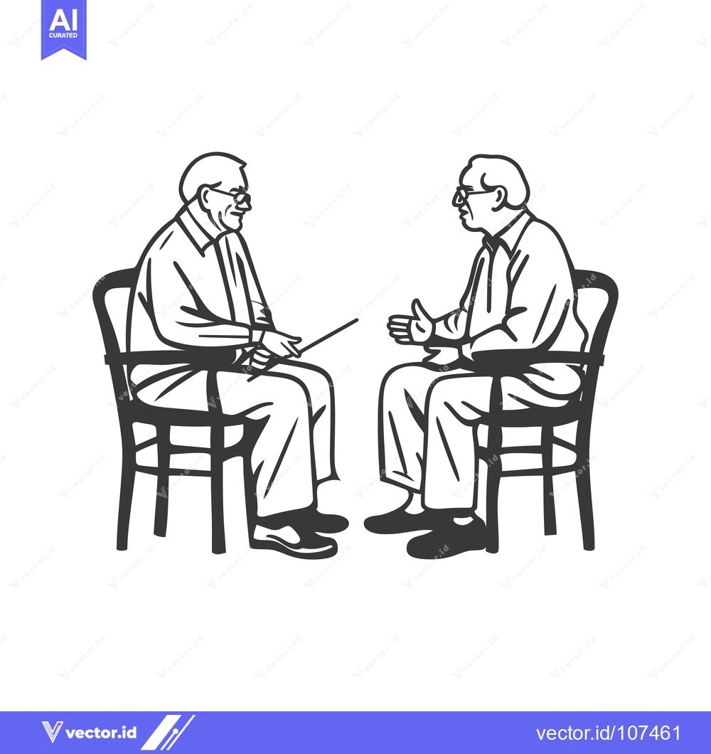 Premium Vector of Two Elderly Men Sitting in Chairs and Talking