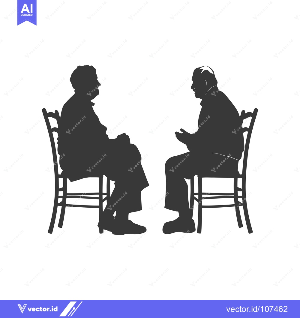 Premium Vector dari Two Elderly Men Sitting in Chairs Facing Each Other