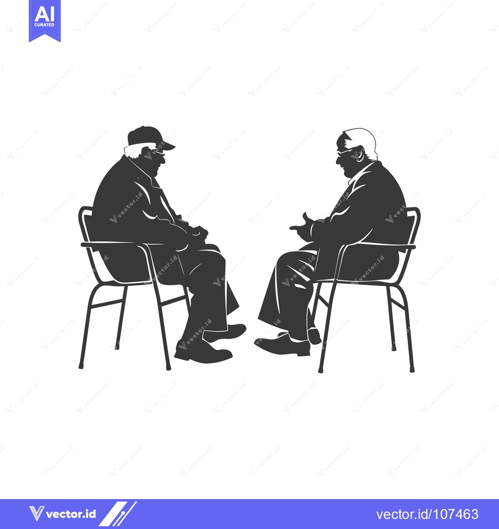 Premium Vector of Two Elderly Men Sitting in Chairs Facing Each Other