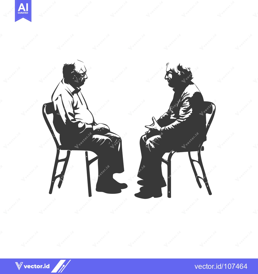 Premium Vector dari Two Elderly Men Sitting In Chairs Facing Each Other