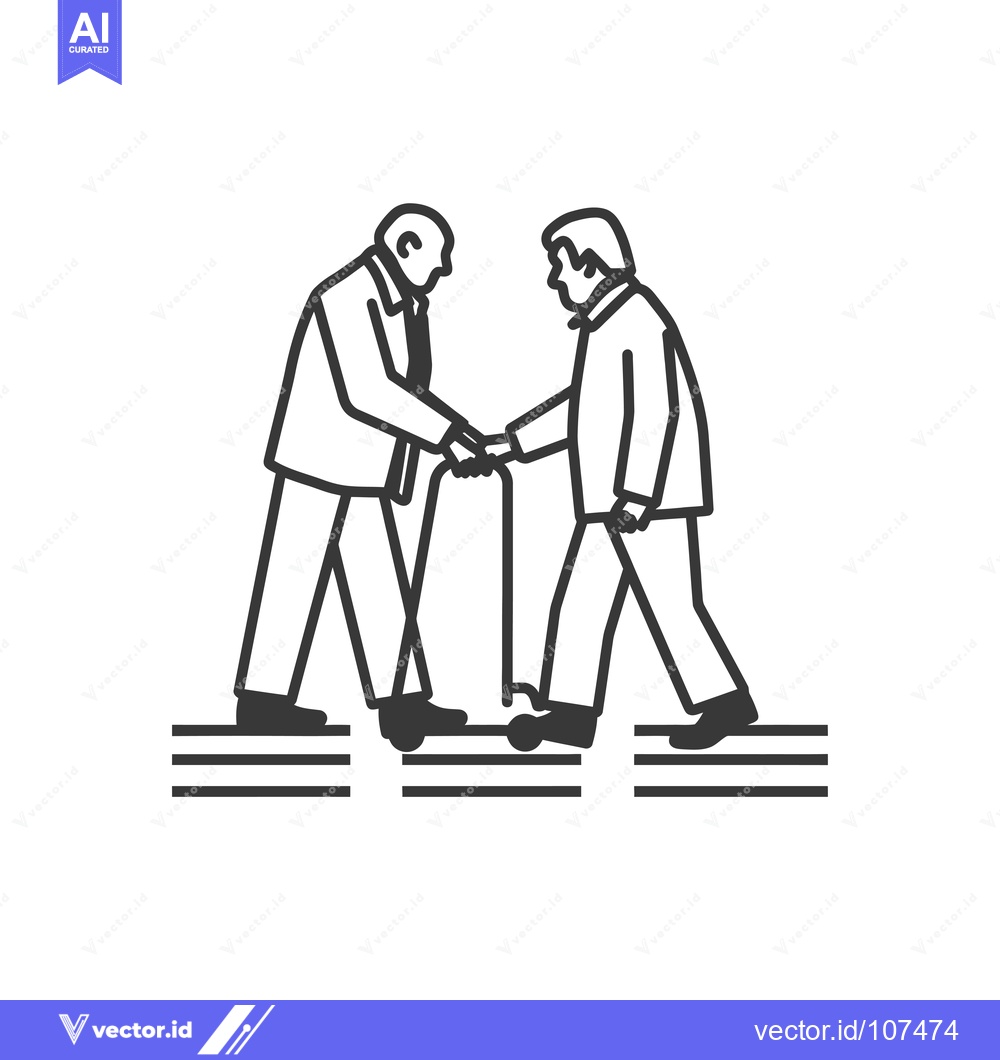 Premium Vector dari Two Elderly Men Walking Together, One Using a Cane