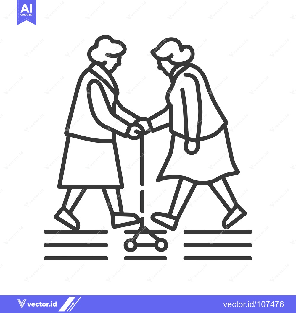 Premium Vector of Two Elderly People Sharing a Walker