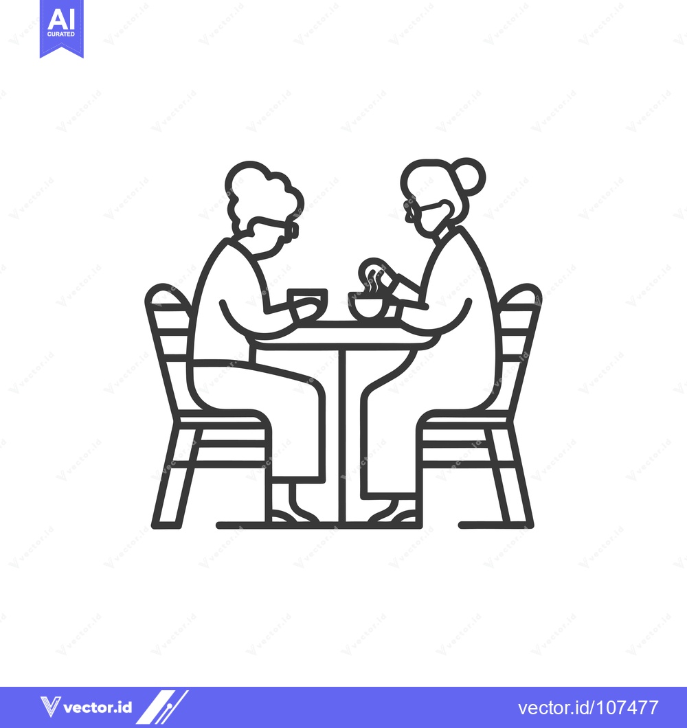 Premium Vector of Two Elderly People Sitting at a Table and Eating