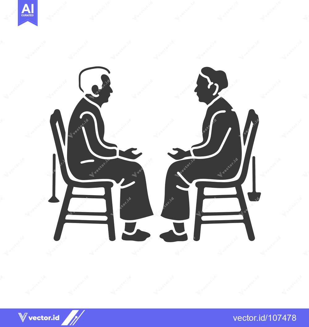Premium Vector of Two Elderly People Sitting in Chairs Facing Each Other