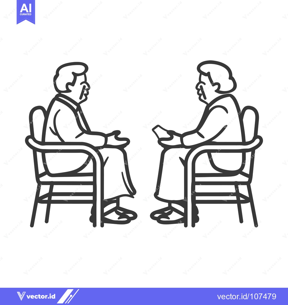 Premium Vector dari Two Elderly People Sitting in Chairs Facing Each Other