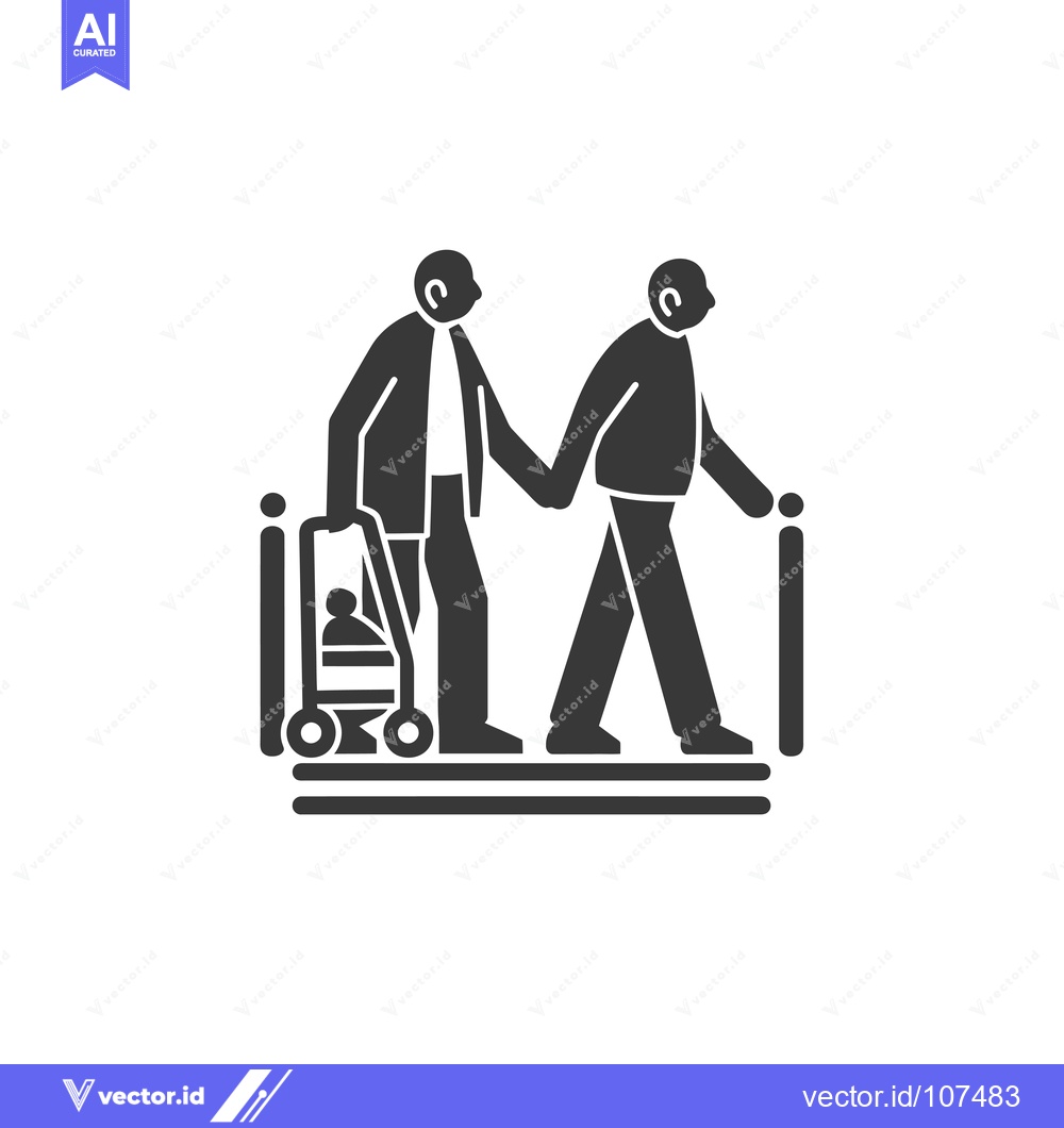 Premium Vector dari Two Elderly People Walking with One Holding a Baby Stroller