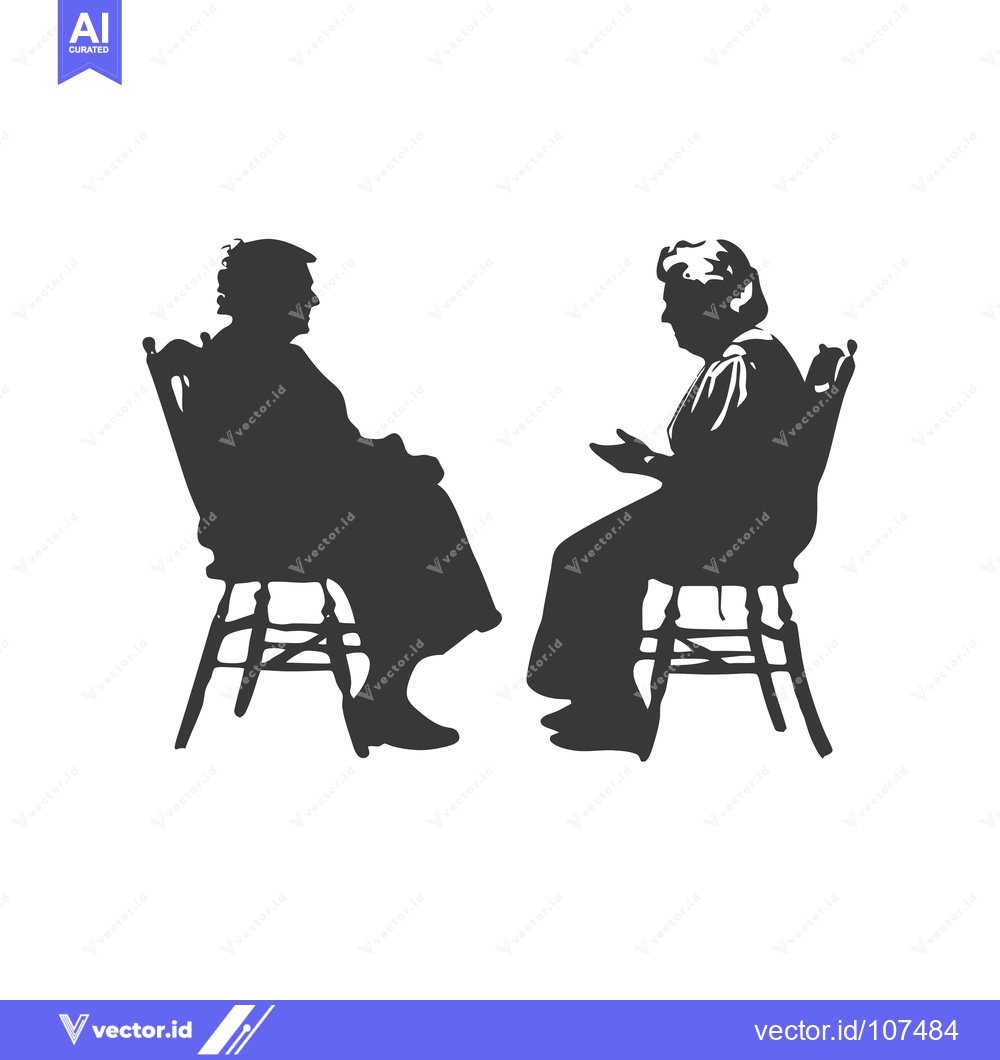Premium Vector dari Two Elderly Women Sitting in Chairs Facing Each Other