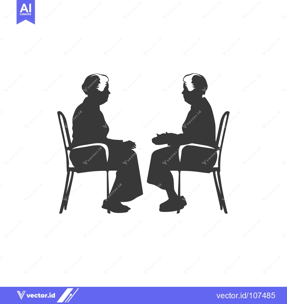Premium Vector of Two Elderly Women Sitting in Chairs Facing Each Other