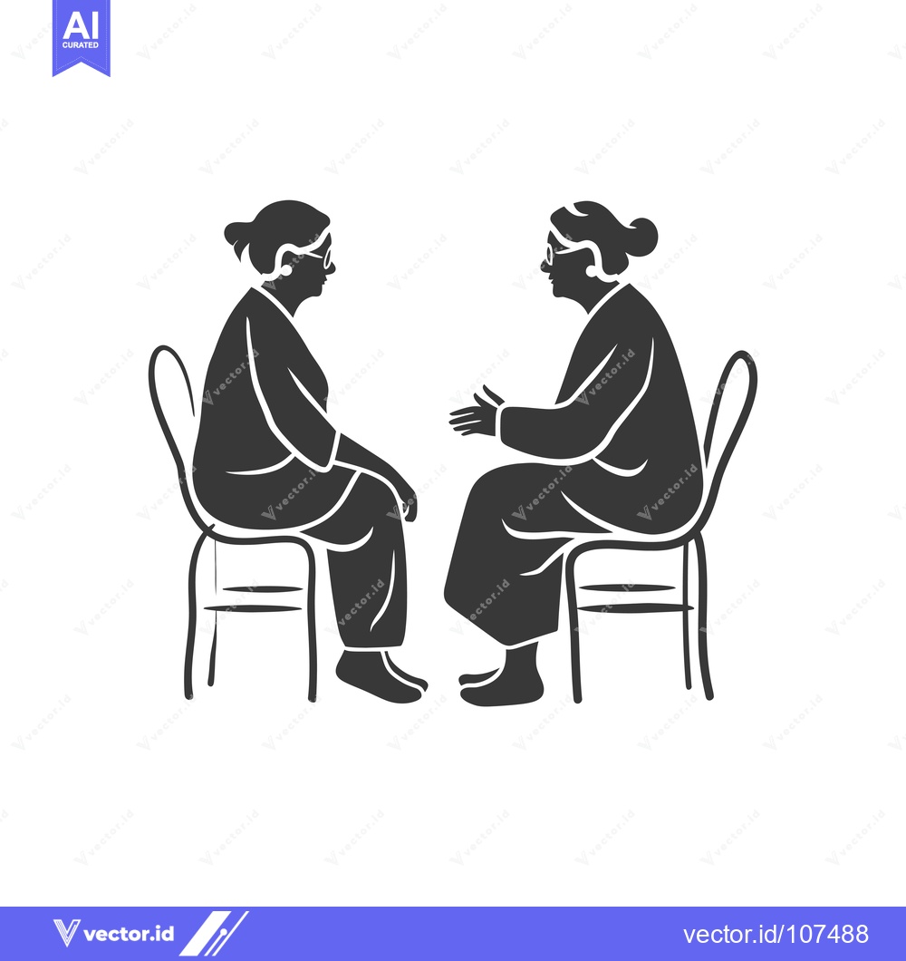 Premium Vector dari Two Elderly Women Sitting on Chairs and Talking