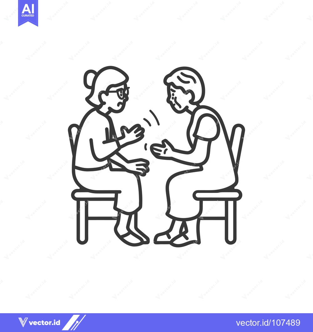 Premium Vector dari Two elderly women sitting on chairs and talking