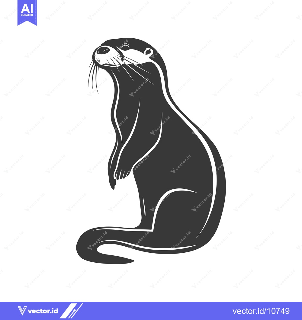 Premium Vector dari A Black and White Silhouette of an Otter Standing on Its Hind Legs
