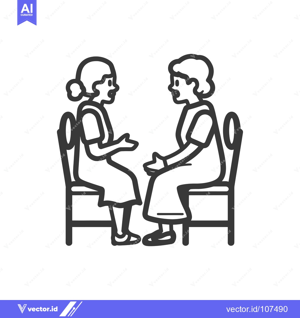Premium Vector dari Two Elderly Women Sitting on Chairs and Talking