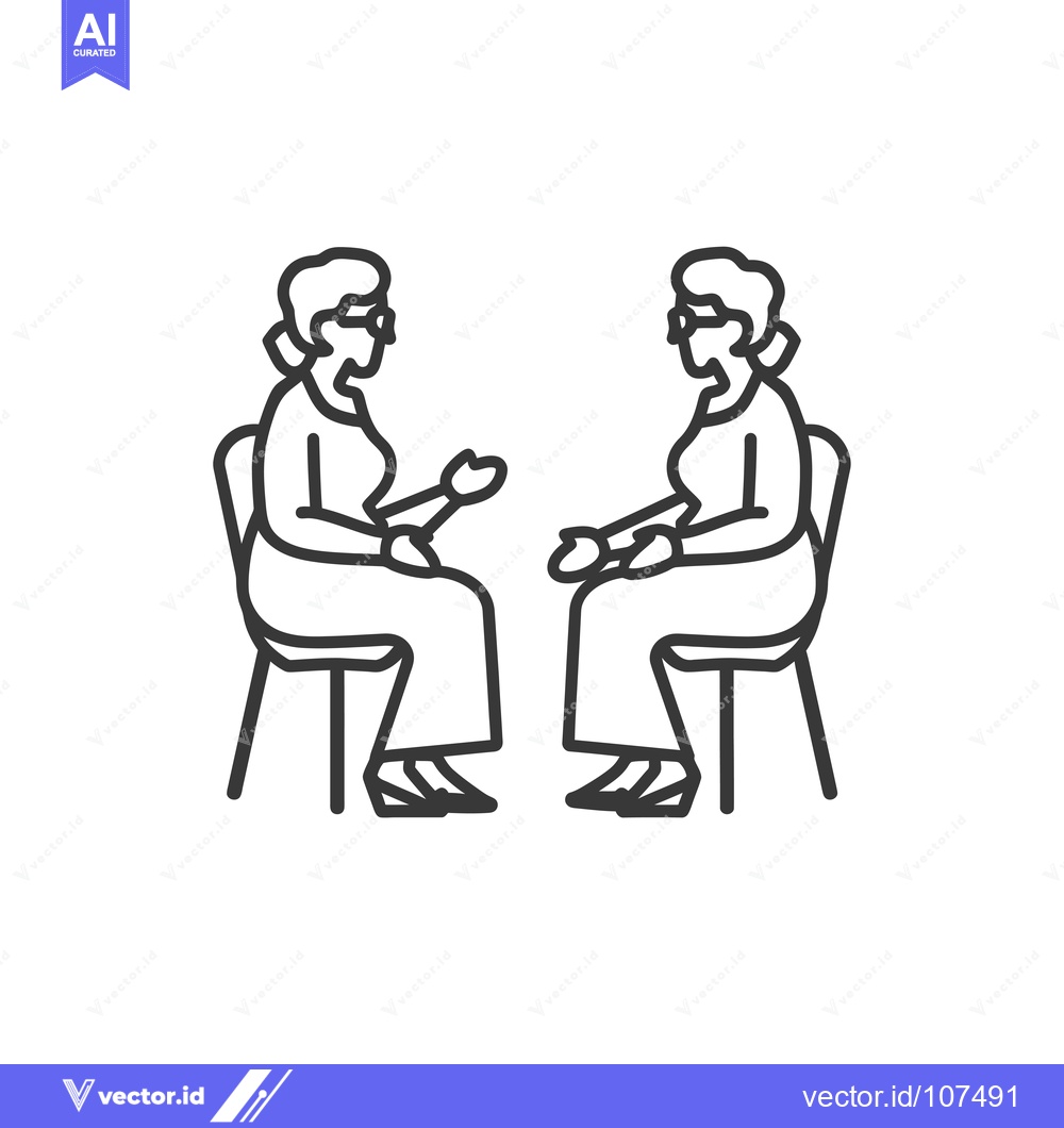 Premium Vector of Two Elderly Women Sitting on Chairs Facing Each Other